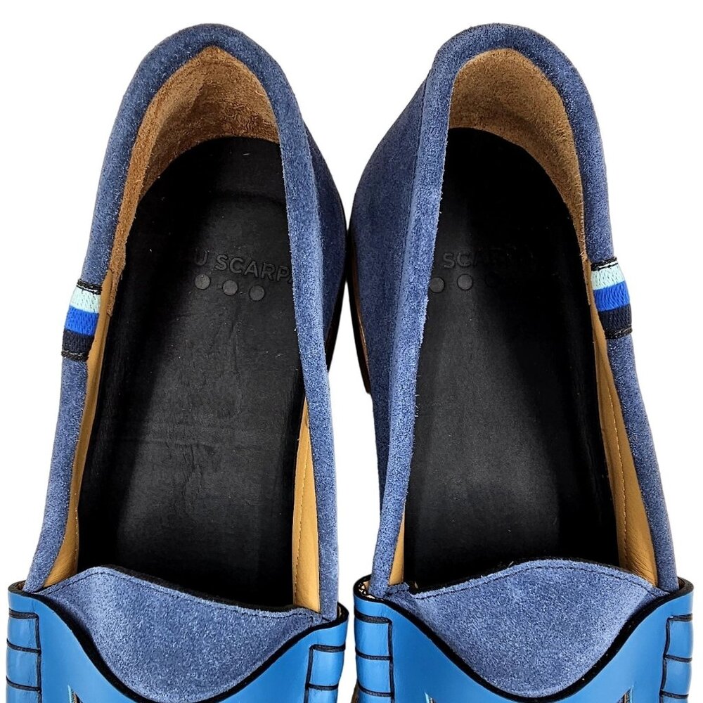 NEW Blue Scarpa Italy Men's 15 Blue Dress Shoes Penny Loafer Italian Handmade 48 - Picture 7 of 15